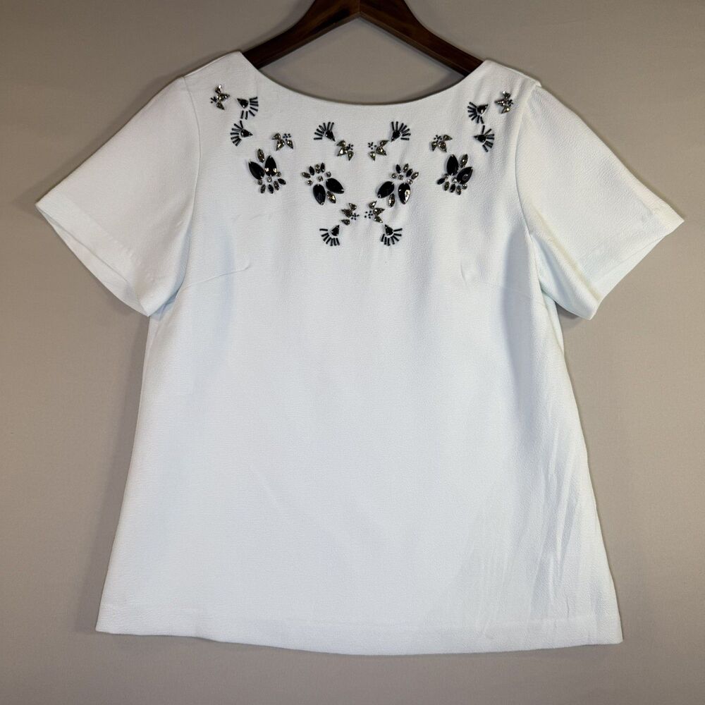 Banana Republic women’s short sleeve blouse size XS accented with rhinestones